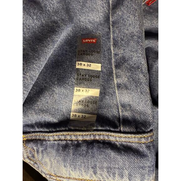 LEVI'S Jeans Mens 38x32 Blue Denim Loose Cargo Pants Baggy Fit Workwear NEW - Picture 10 of 11